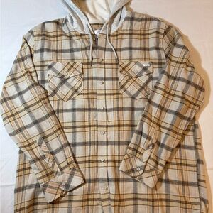 Hurley Beige and Gray Plaid Shirt XXL